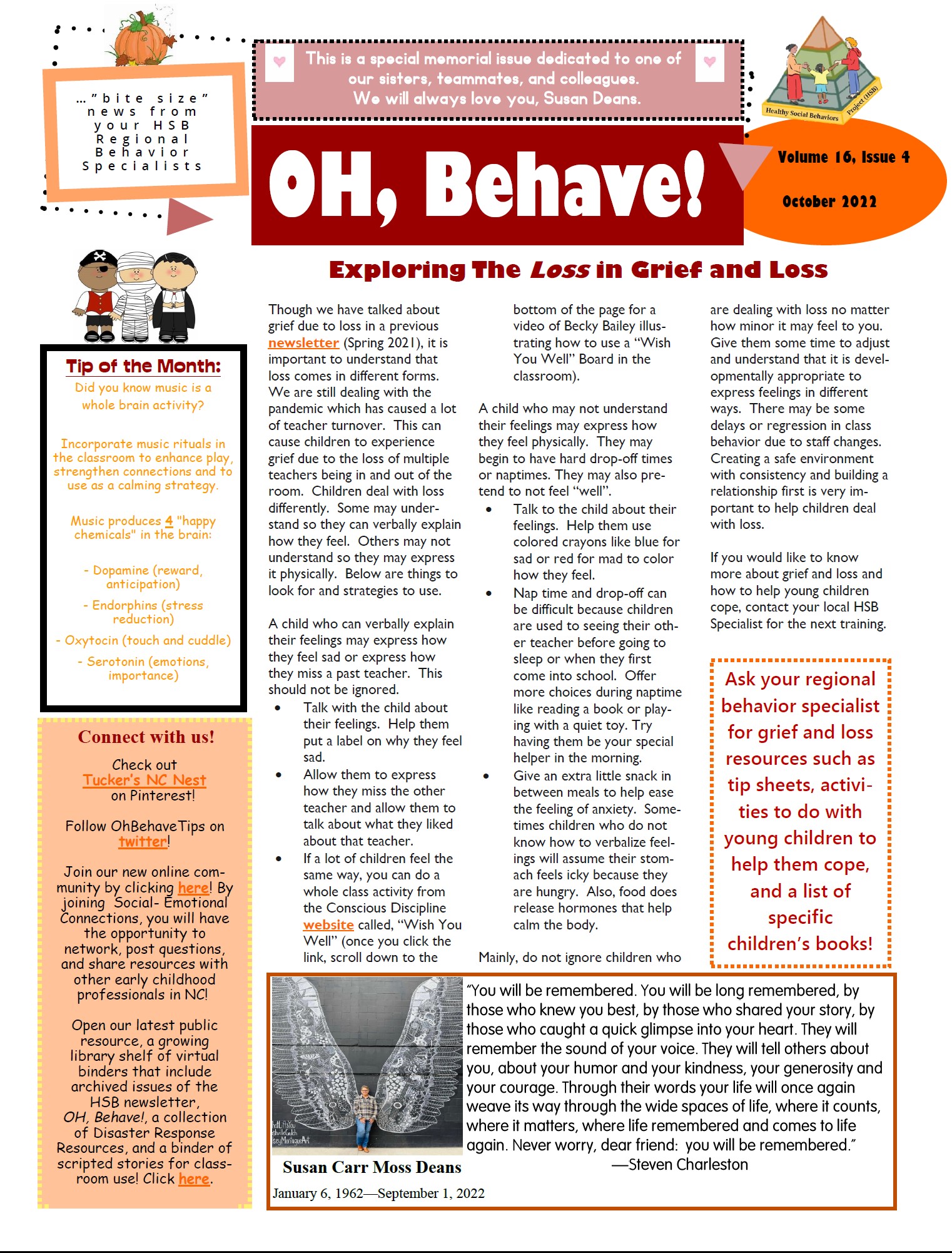 Oh Behave! newsletter of the Healthy Social Behaviors Project.